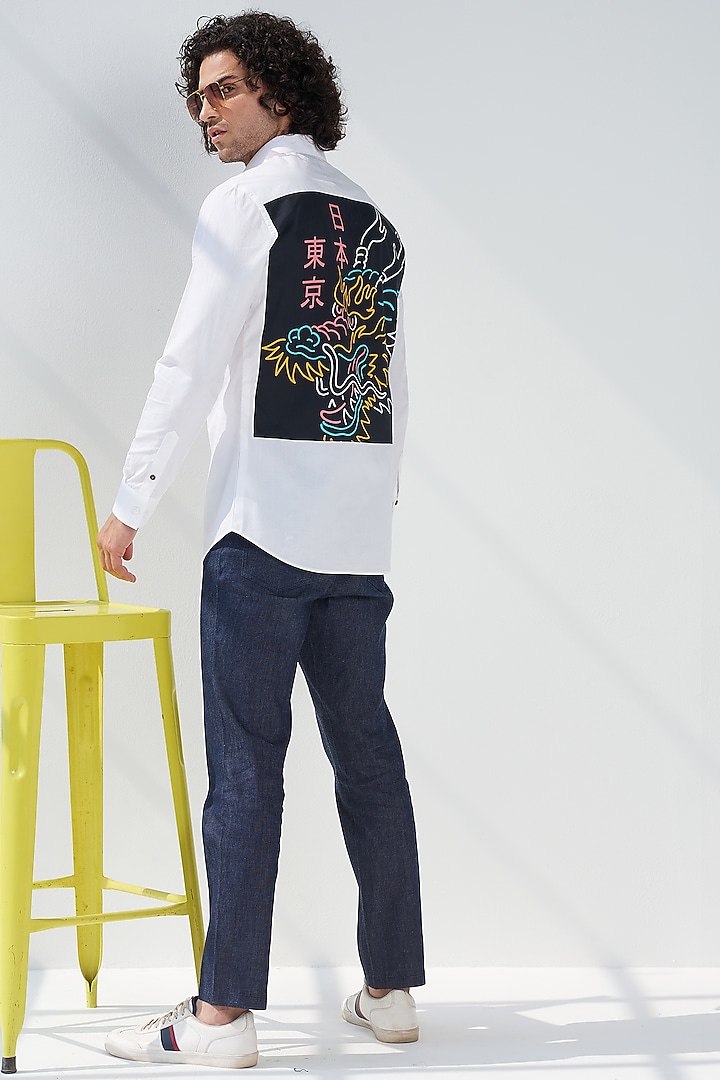 White Cotton Party Wear Shirt by SEVENDC MEN at Pernia's Pop Up Shop