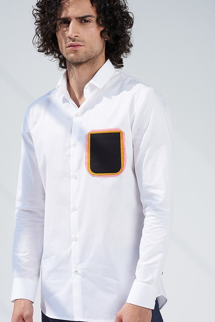 White Cotton Party Wear Shirt by SEVENDC MEN at Pernia's Pop Up Shop