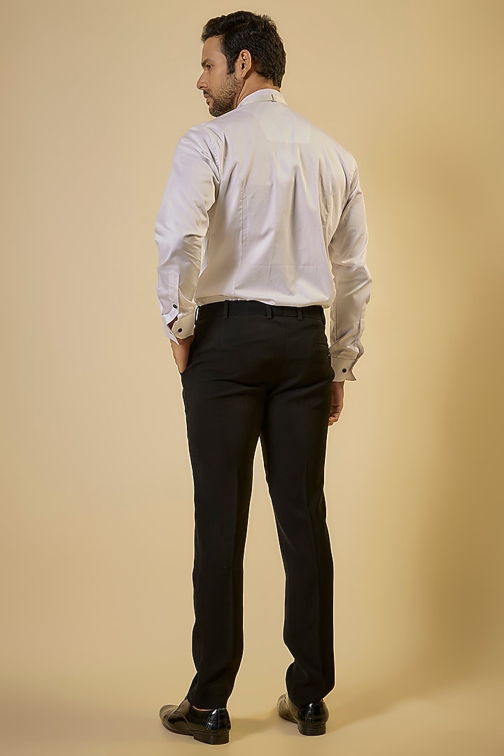White Cotton Satin Party Wear Shirt by SEVENDC MEN at Pernia's Pop Up Shop