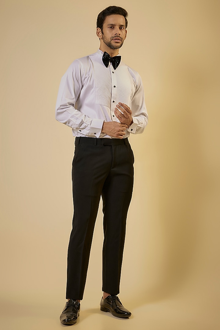 White Cotton Satin Party Wear Shirt by SEVENDC MEN at Pernia's Pop Up Shop