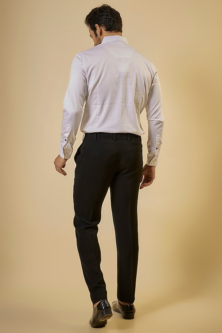 White Cotton Satin Party Wear Shirt by SEVENDC MEN at Pernia's Pop Up Shop