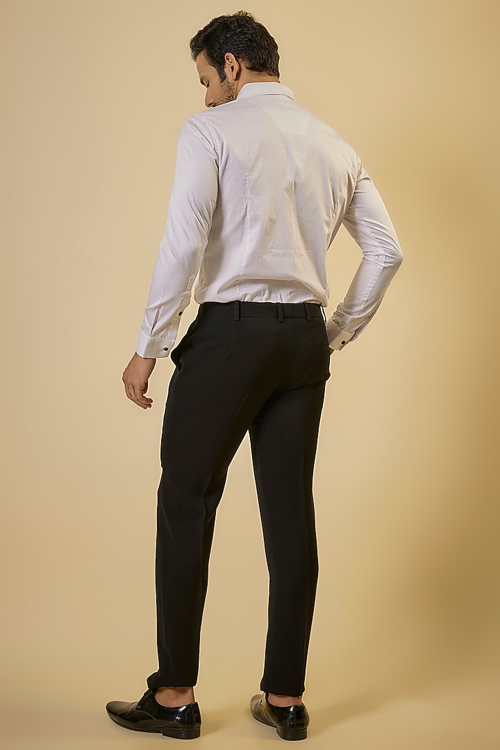 White Cotton Satin Party Wear Shirt by SEVENDC MEN at Pernia's Pop Up Shop