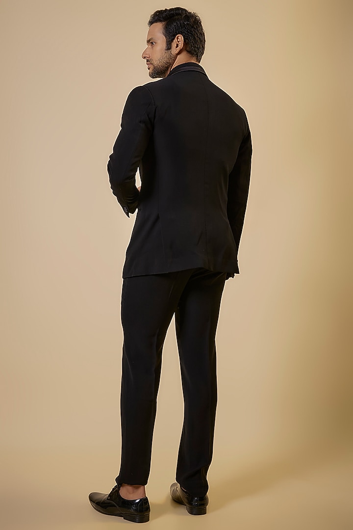 Black Japanese Fabric Blazer Set by SEVENDC MEN at Pernia's Pop Up Shop