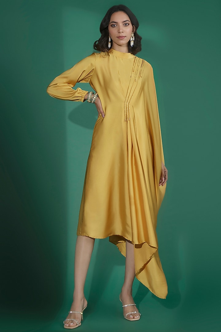 Amber Embellished Asymmetrical Draped Dress by Seeaash