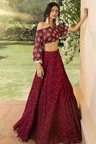 Ruby Organza Lehenga Set by Seeaash