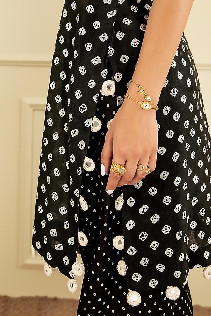 Coal Black Printed Halter-Neck Kurta Set by Seeaash at Pernia's Pop Up Shop