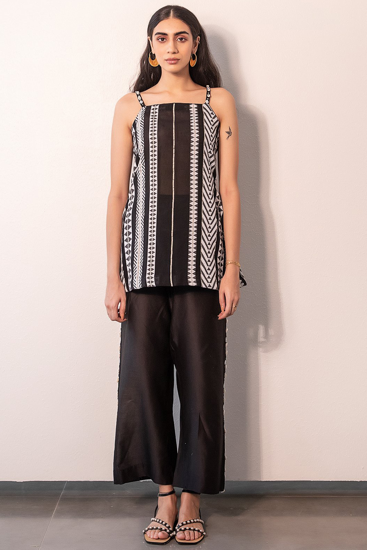 Coal Black Strappy A-Line Tunic Set by Seeaash at Pernia's Pop Up Shop