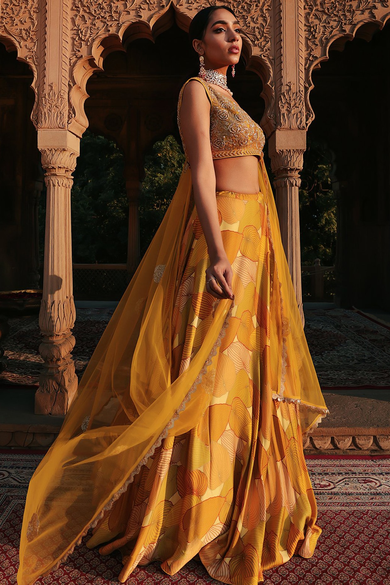 Mahima Mahajan | Yellow Printed Lehenga Set | INDIASPOPUP.COM