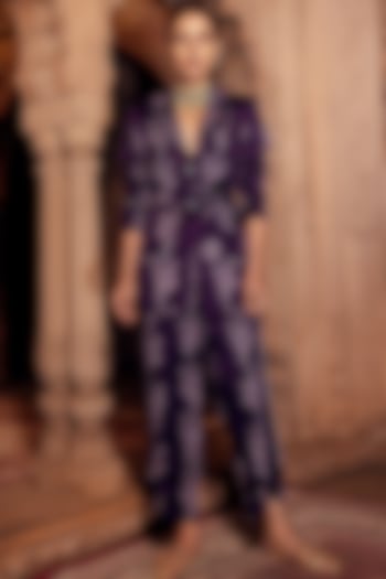 Berry Purple Asmira Floral Printed Pant Set by Seeaash at Pernia's Pop Up Shop