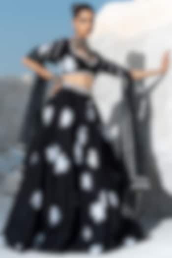 Black & White Embroidered Wedding Lehenga Set by Seeaash at Pernia's Pop Up Shop