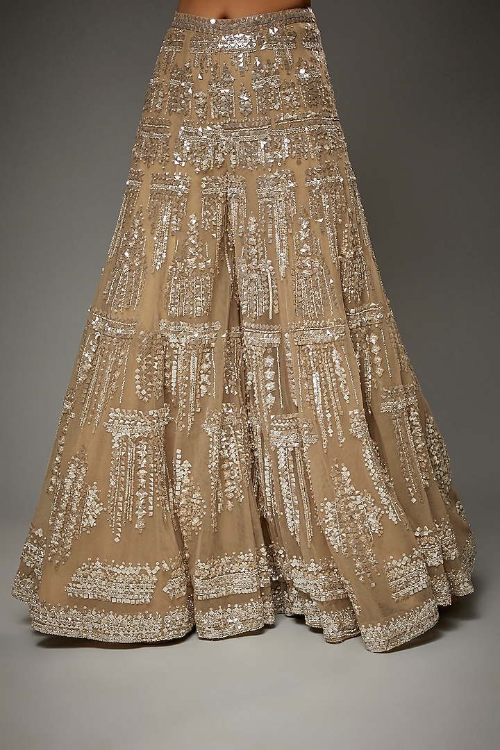 Champagne Net Sequins Embroidered Bridal Sharara Set by Seema Gujral at Pernia's Pop Up Shop