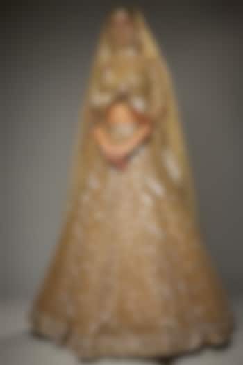 Copper Net Sequins Embroidered Bridal Lehenga Set by Seema Gujral at Pernia's Pop Up Shop