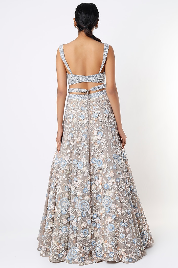 Dark Coffee Embroidered Bridal Lehenga Set by Seema Gujral at Pernia's Pop Up Shop