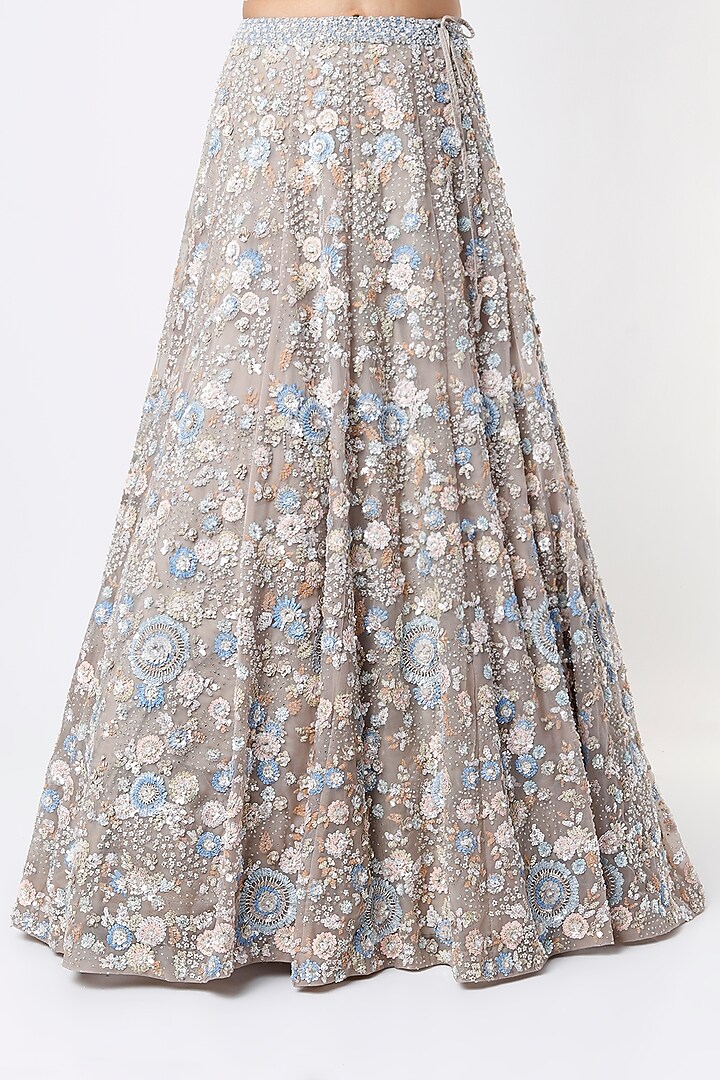 Dark Coffee Embroidered Bridal Lehenga Set by Seema Gujral at Pernia's Pop Up Shop