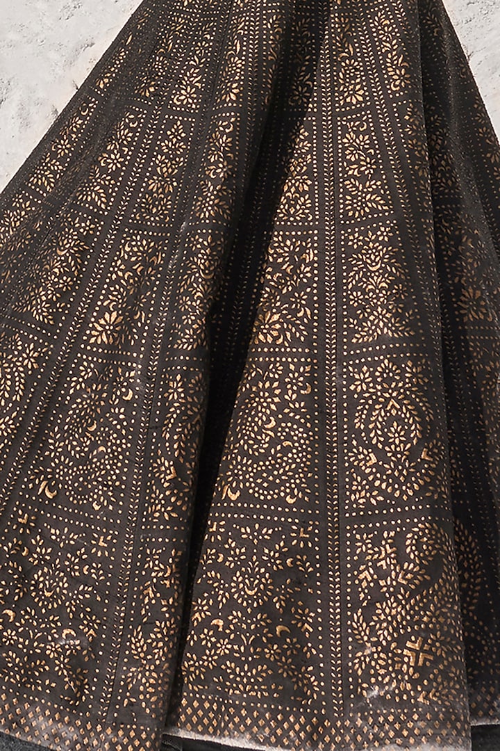 Black Tissue Cutwork Bridal Lehenga Set by Seema Gujral at Pernia's Pop Up Shop