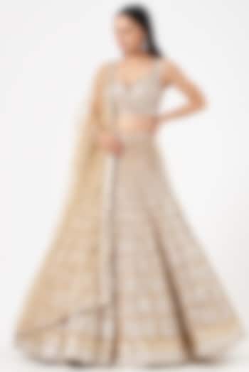 Gold Embroidered Bridal Lehenga Set by Seema Gujral at Pernia's Pop Up Shop