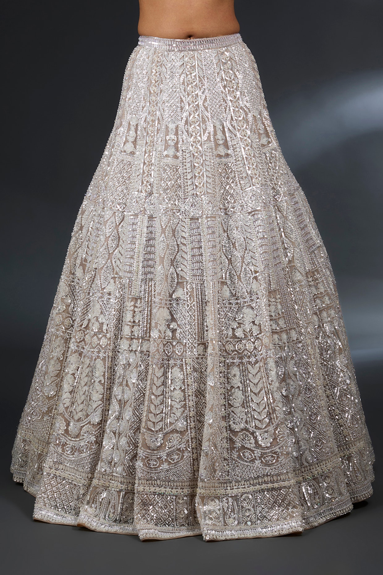 DMM12-71 SEC シグルーン(シリアル番号34) Nude Net Sequins & Crystal Embroidered Bridal Lehenga Set by Seema