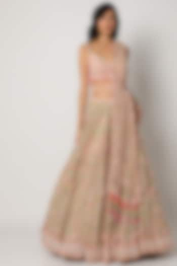 Baby Pink Embroidered Bridal Lehenga Set by Seema Gujral at Pernia's Pop Up Shop