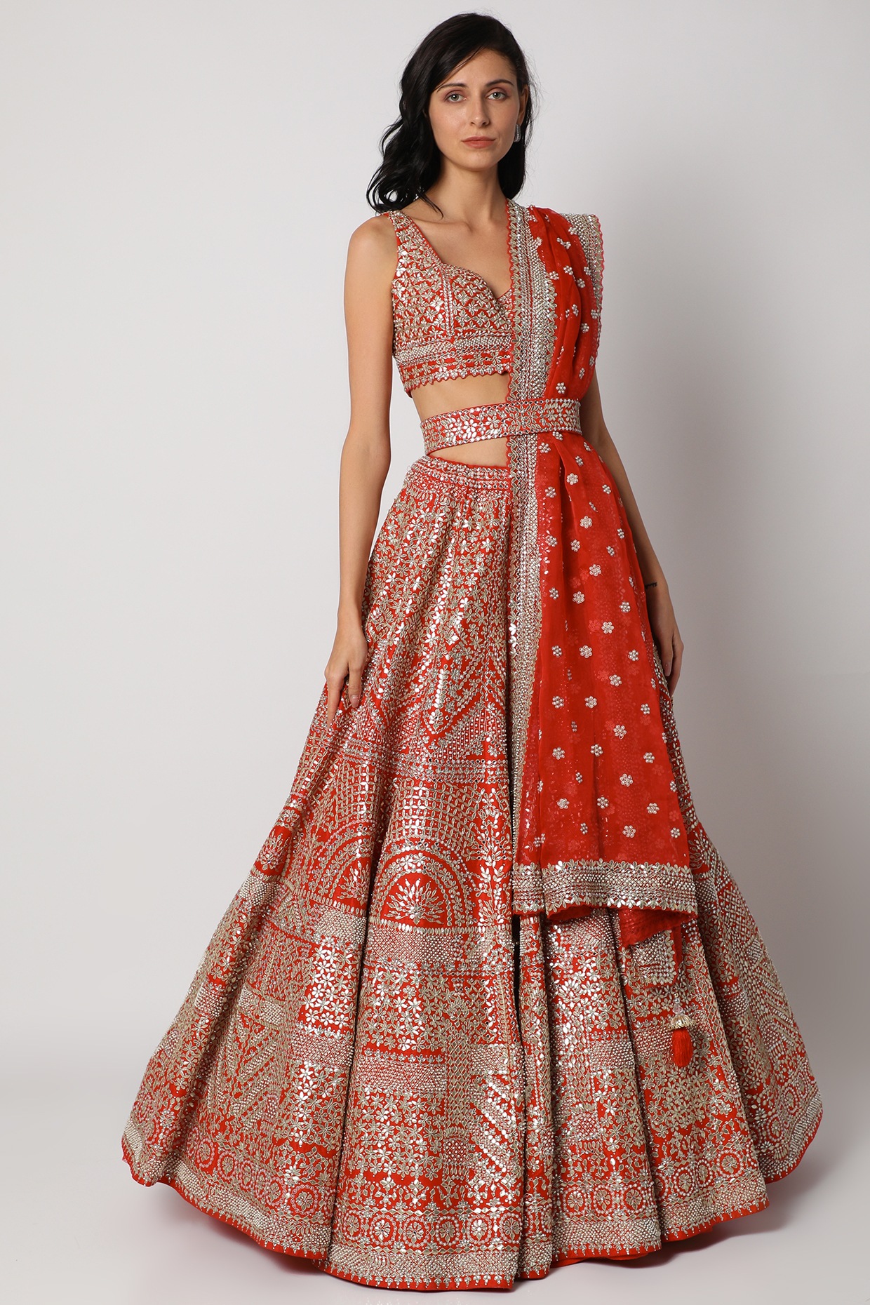 Buy Beige Silk Embroidered Aari The Royal Pichwai Bridal Lehenga Set For  Women by MATSYA Online at Aza Fashions.