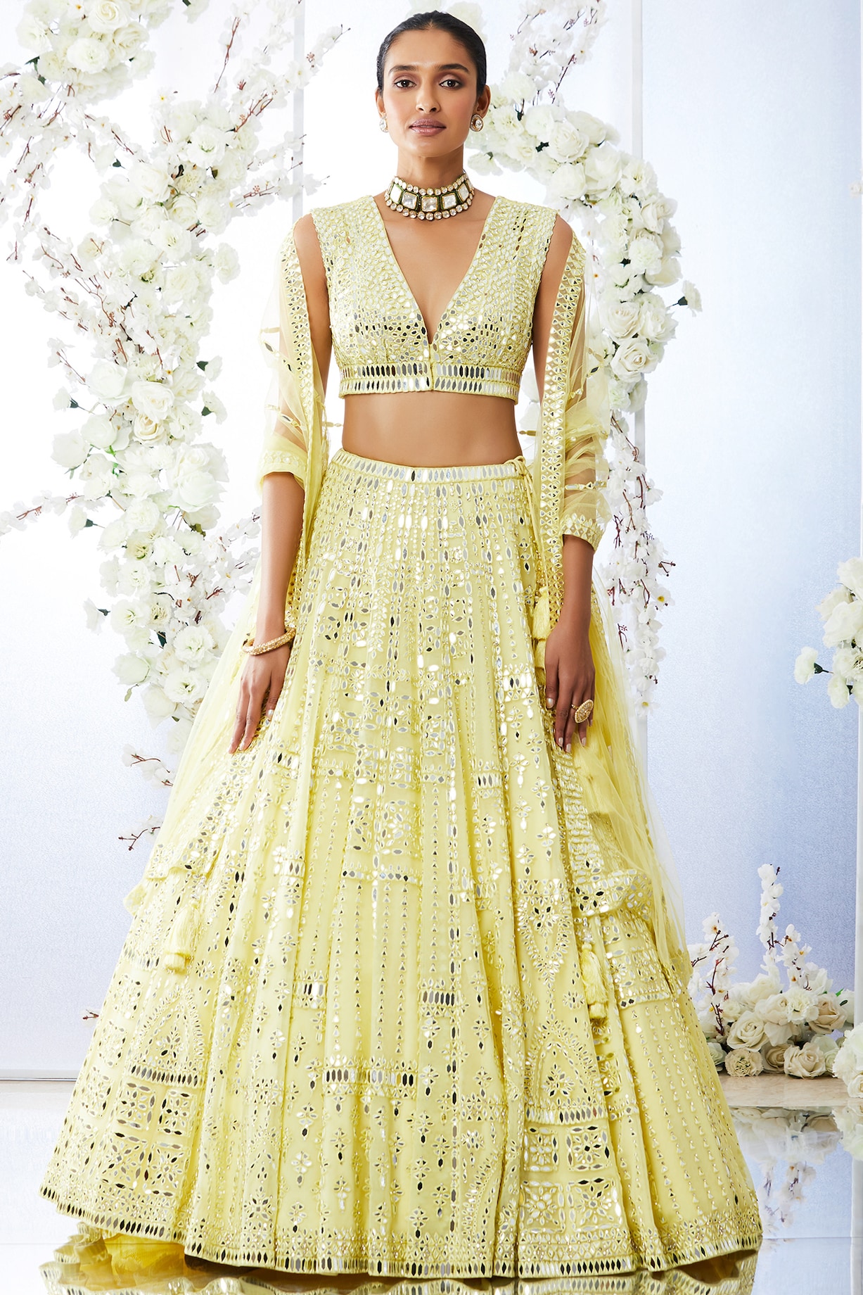 LEMON YELLOW EMBROIDERED LEHENGA