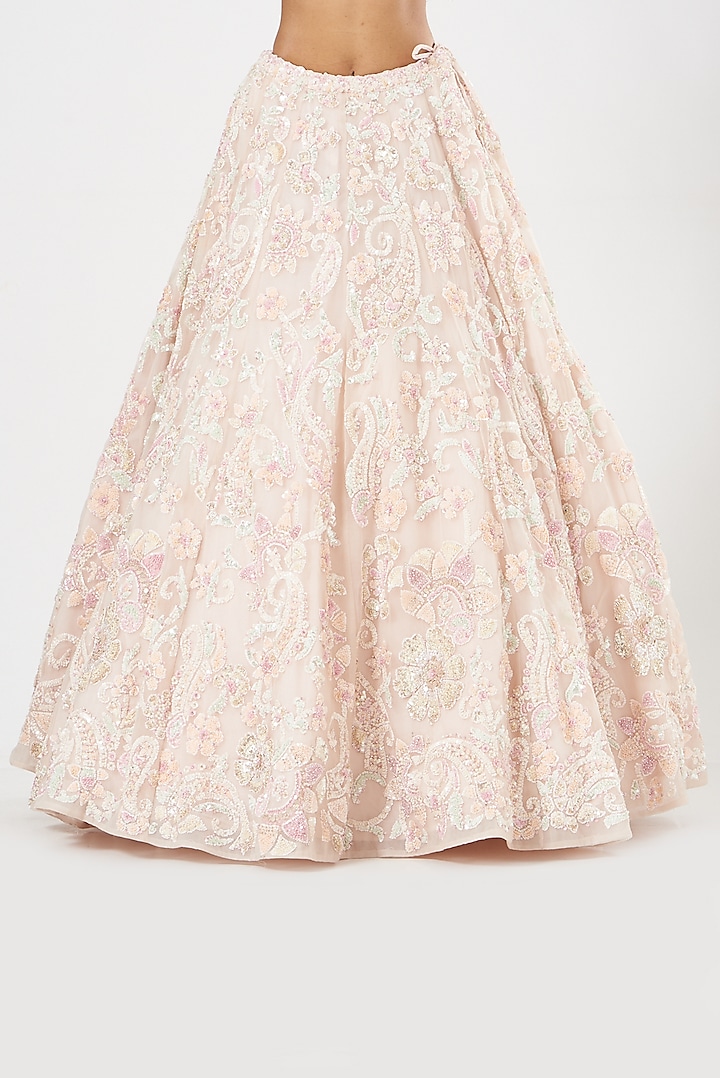 Blush Pink Embroidered Bridal Lehenga Set by Seema Gujral at Pernia's Pop Up Shop