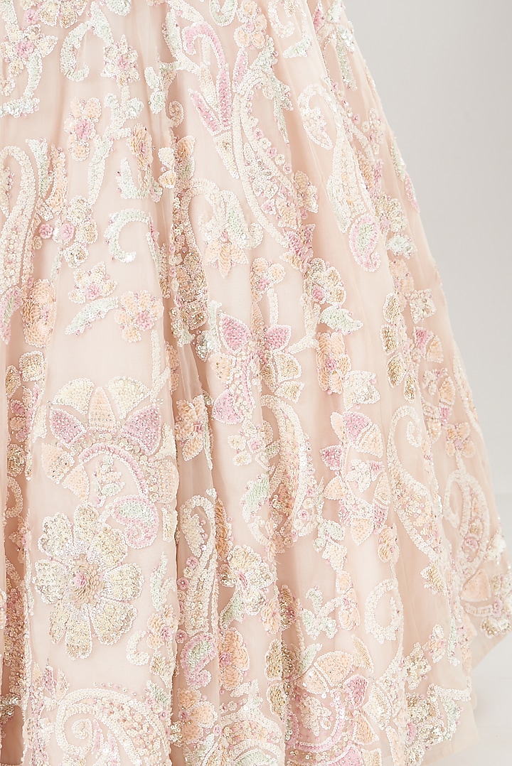Blush Pink Embroidered Bridal Lehenga Set by Seema Gujral at Pernia's Pop Up Shop