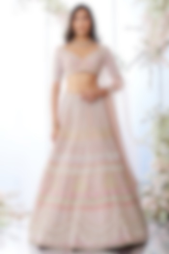 Pale Pink Embroidered Lehenga Set by Seema Gujral