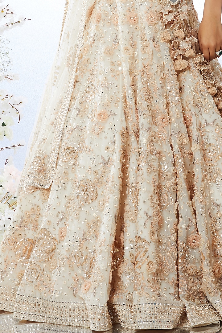 Cream Embroidered Bridal Lehenga Set by Seema Gujral at Pernia's Pop Up Shop
