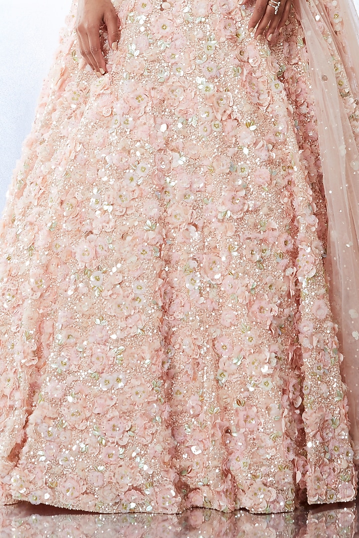 Light Rose Embroidered Bridal Lehenga Set by Seema Gujral at Pernia's Pop Up Shop