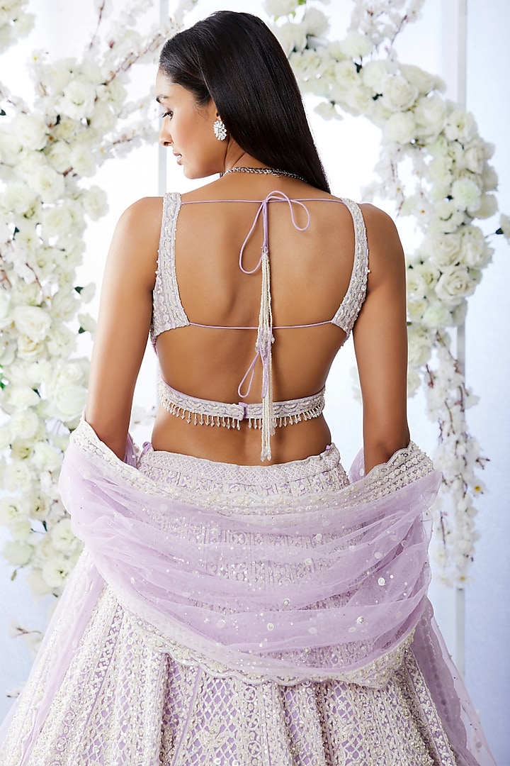 Lavender Embroidered Bridal Lehenga Set by Seema Gujral at Pernia's Pop Up Shop