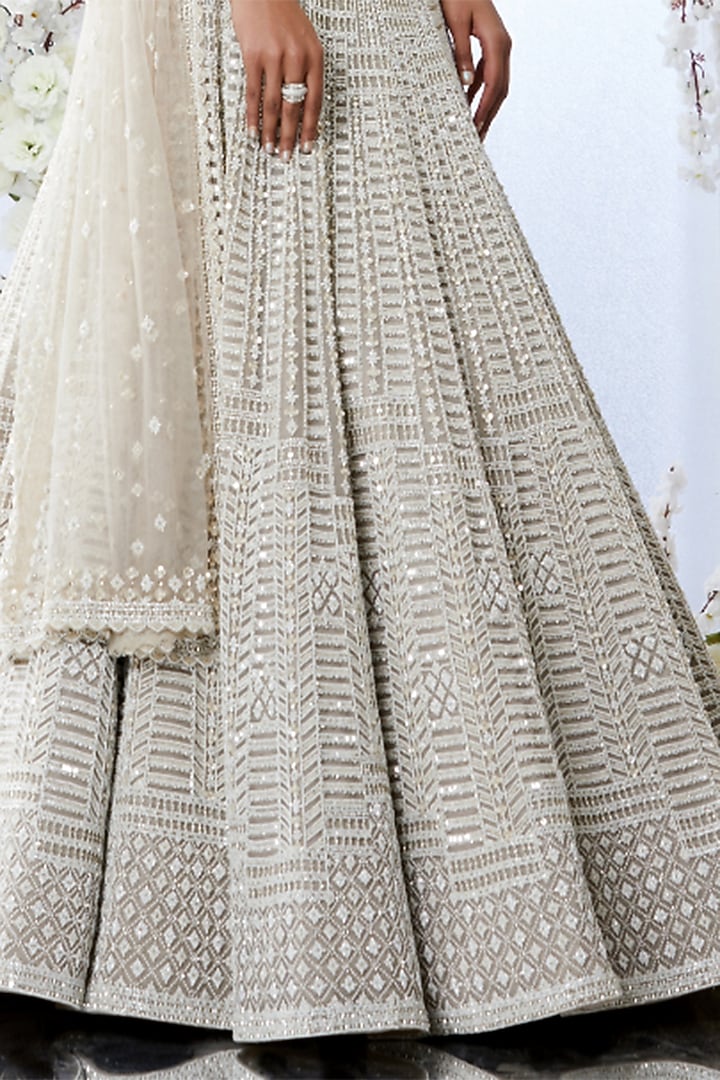 Grey Embroidered Bridal Lehenga Set by Seema Gujral at Pernia's Pop Up Shop