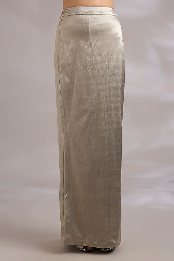 Silver Grey Net Embroidered Bridal Saree Set by Seema Gujral at Pernia's Pop Up Shop