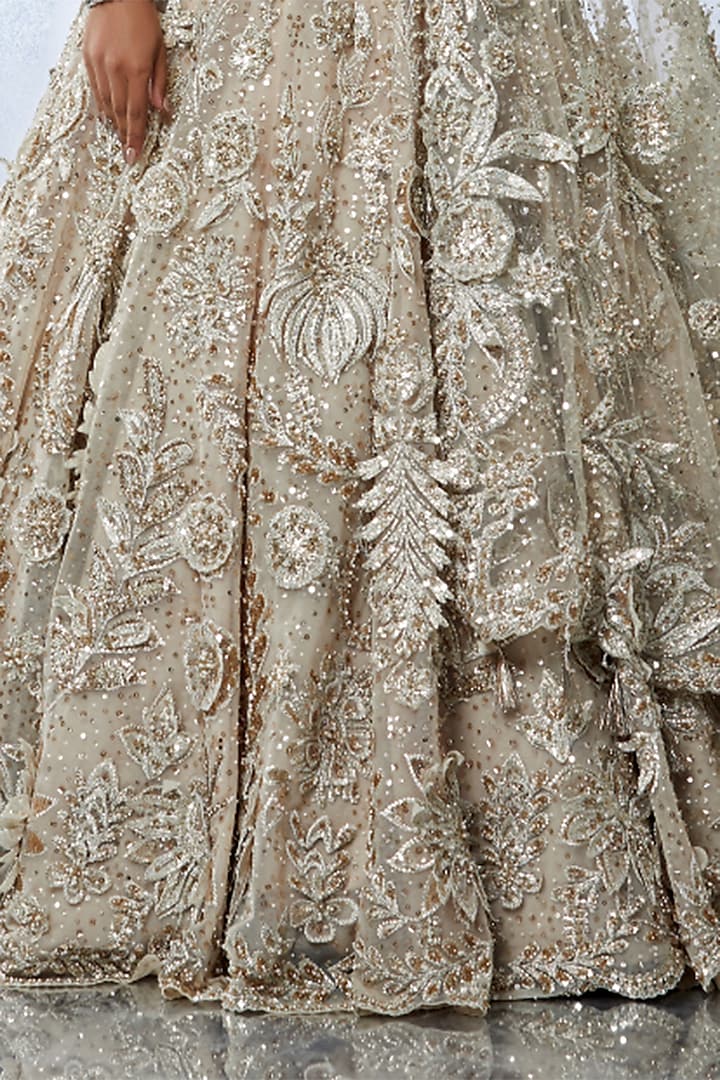 Nude Embroidered Bridal Lehenga Set by Seema Gujral at Pernia's Pop Up Shop