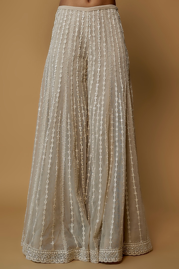 Nude Net Sequins Embroidered Bridal Sharara Set by Seema Gujral at Pernia's Pop Up Shop