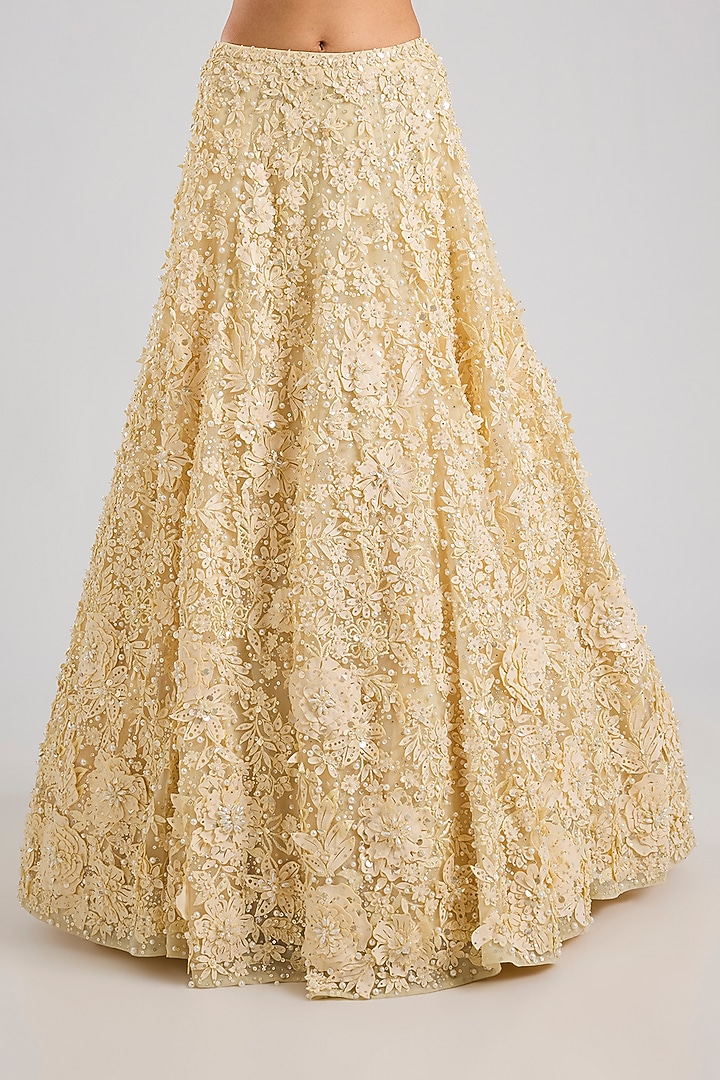 Yellow Net Embroidered Bridal Lehenga Set by Seema Gujral at Pernia's Pop Up Shop