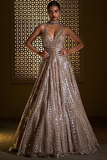 Gold Embroidered Gown by Seema Gujral at Pernia's Pop Up Shop