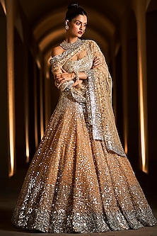 Gold & Silver Embroidered Lehenga Set by Seema Gujral-GOLD