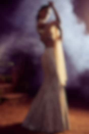 Nude Embroidered Bridal Lehenga Set by Seema Gujral at Pernia's Pop Up Shop