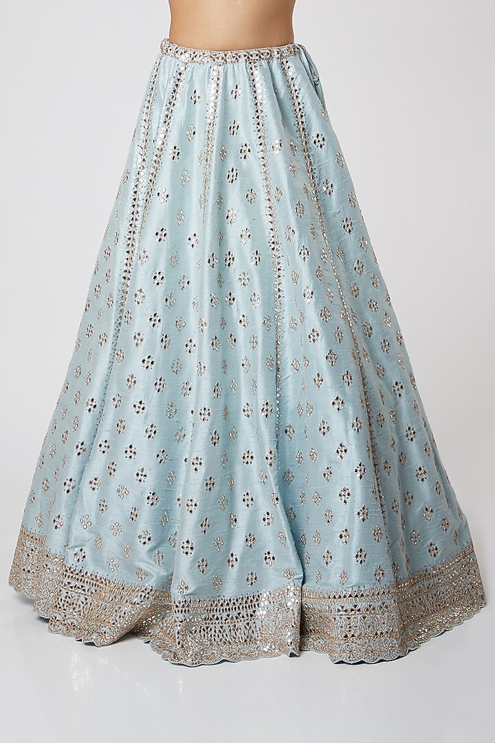 Pastel Blue Embroidered Wedding Lehenga Set by Seema Gujral at Pernia's Pop Up Shop