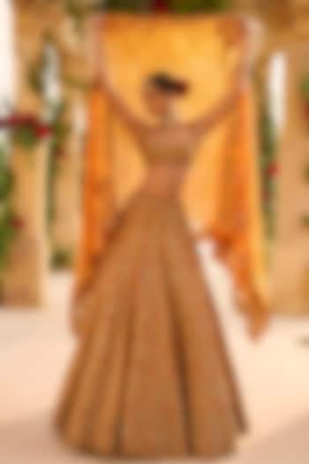 Rust Raw Silk Zardosi Embroidered Bridal Lehenga Set by Seema Gujral at Pernia's Pop Up Shop