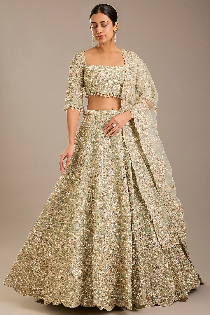 Jade Net Bridal Lehenga Set by Seema Gujral at Pernia's Pop Up Shop