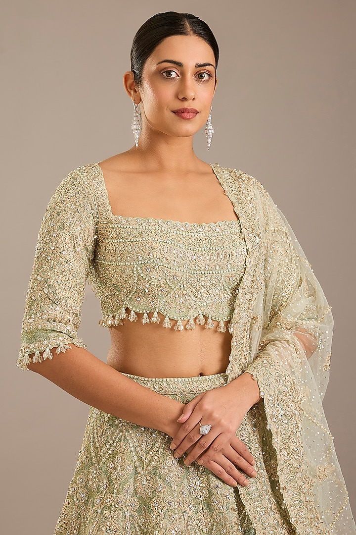 Jade Net Bridal Lehenga Set by Seema Gujral at Pernia's Pop Up Shop