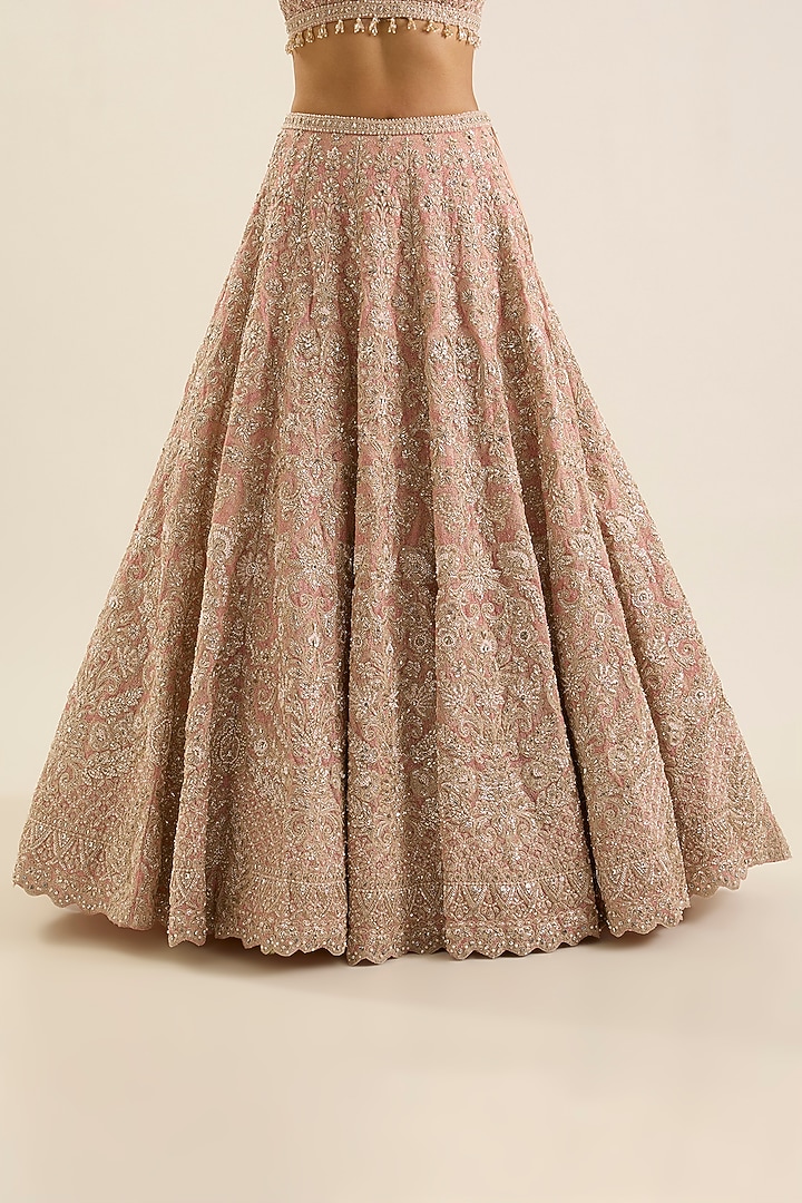 Blush Pink Net Bridal Lehenga Set by Seema Gujral at Pernia's Pop Up Shop
