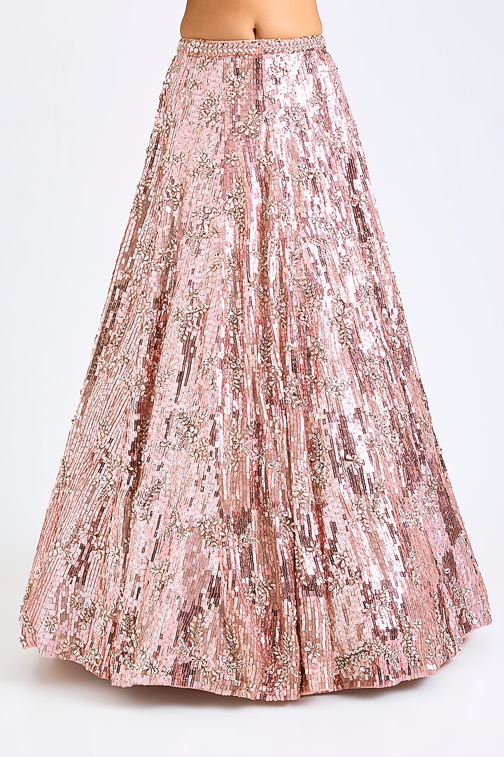 Rose Gold Net Bridal Lehenga Set by Seema Gujral at Pernia's Pop Up Shop