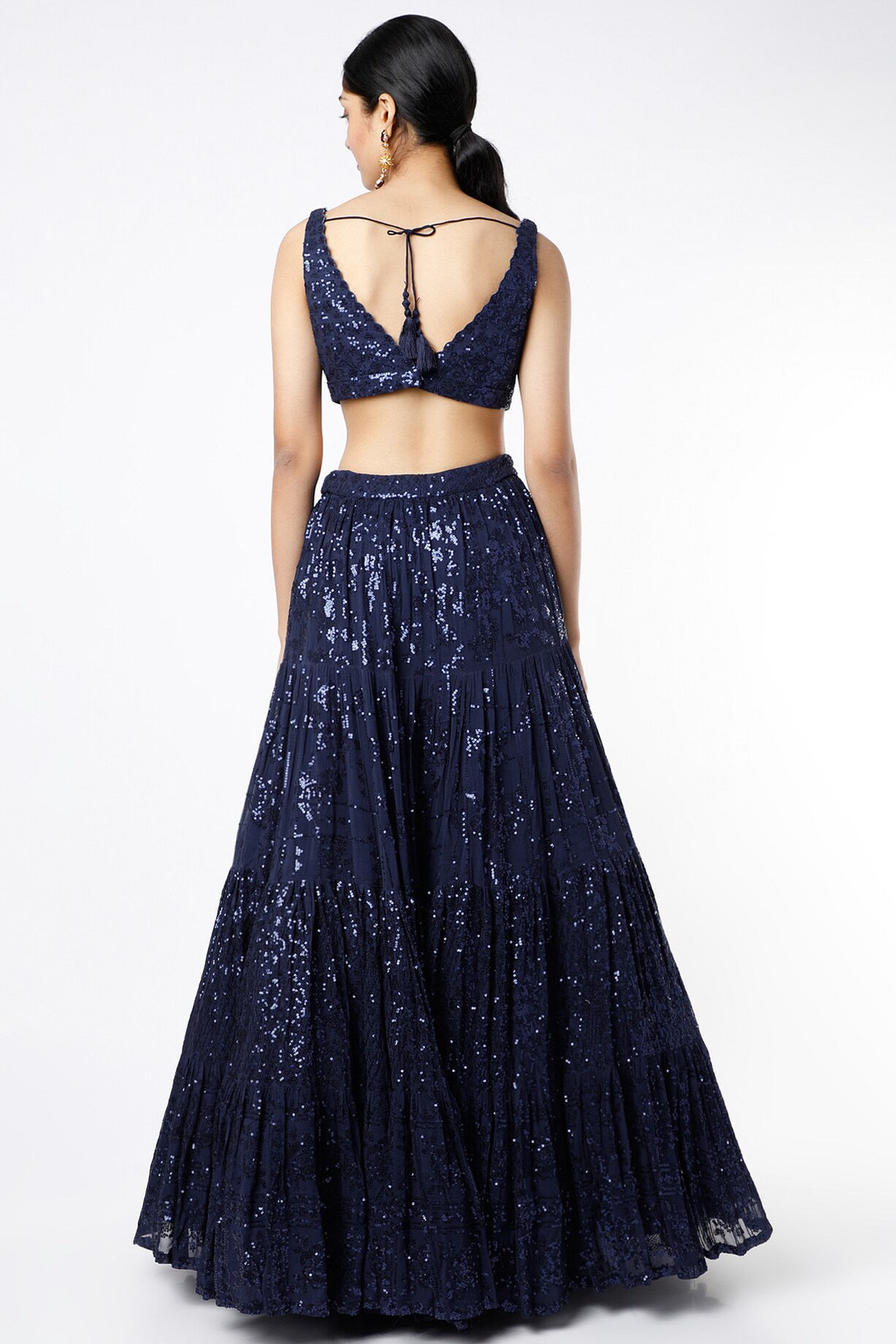Cocktail Blue Sequins Embroidered Lehenga Set