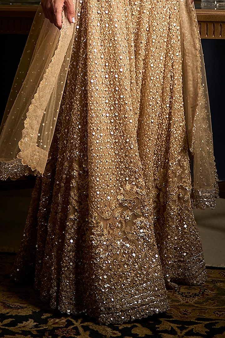 Nude Net Sequins Embroidered Bridal Sharara Set by Seema Gujral at Pernia's Pop Up Shop