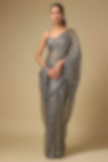 Metallic Net Reception Saree Set by Seema Gujral at Pernia's Pop Up Shop