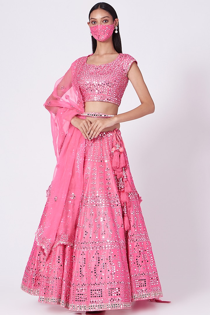 Pink Embroidered Lehenga Set by Seema Gujral