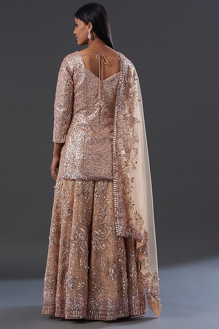 Seema Gujral Rose Gold Embroidered Lehenga Set