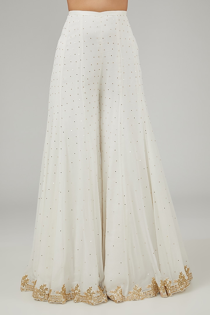 Ivory Georgette Gota Patti Embroidered Bridal Sharara Set by Seema Gujral at Pernia's Pop Up Shop